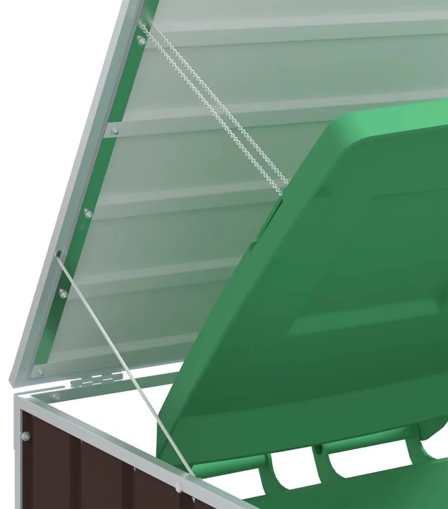 barna acél kerekes szemetes tároló 3 szemeteskukához 216 x 81 x 115 cm