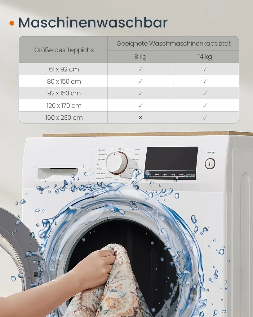 Vintage stílusú, gépben mosható szőnyeg 120 x 170, aqua blue