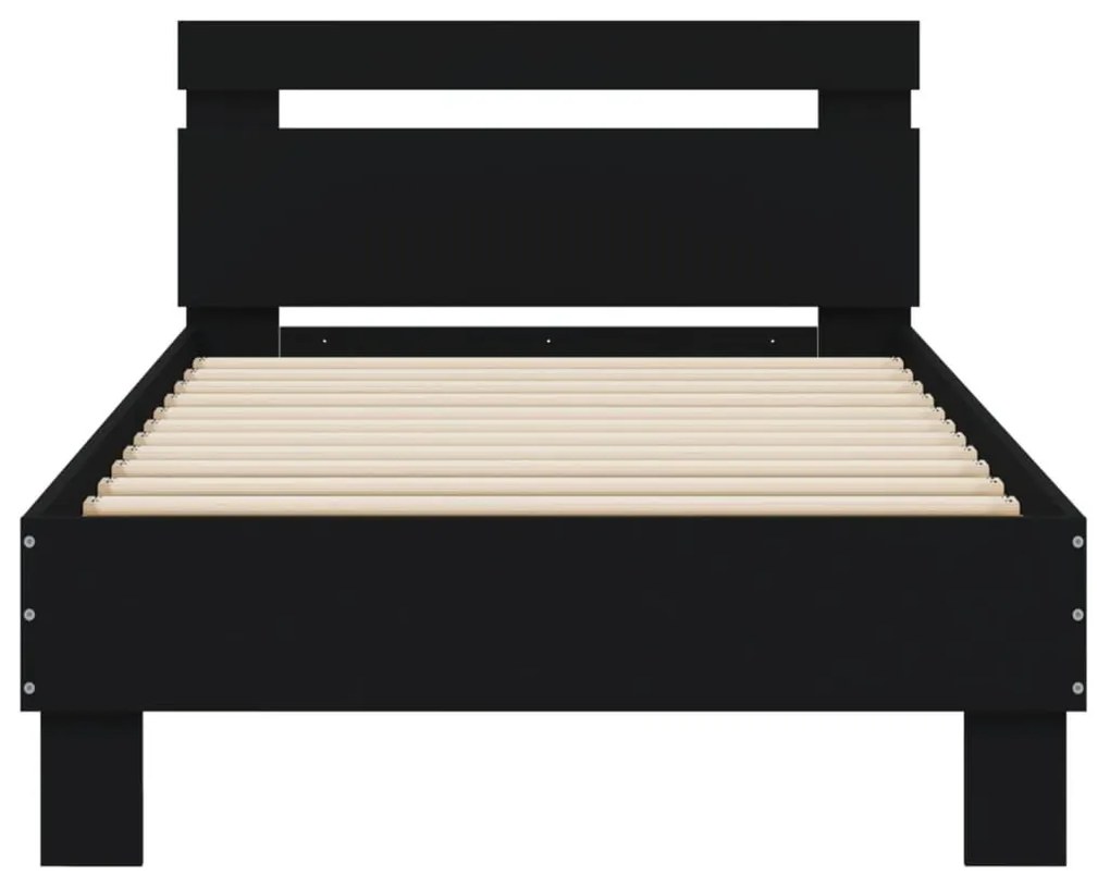 fekete ágykeret fejtámlával és LED-világítással 90 x 200 cm