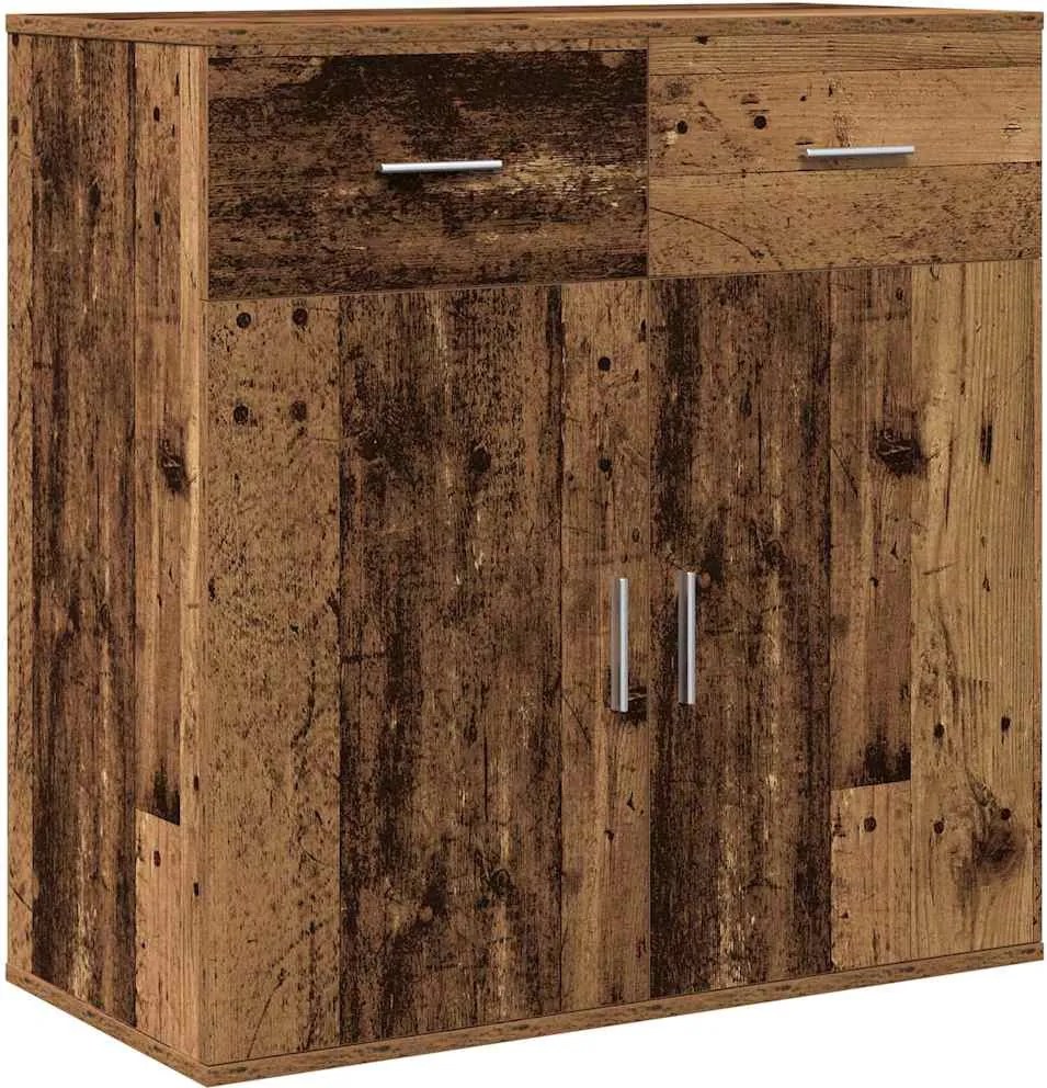vidaXL Széf fiókkal Öreg fa 78 x 38 x 80 cm Faanyag