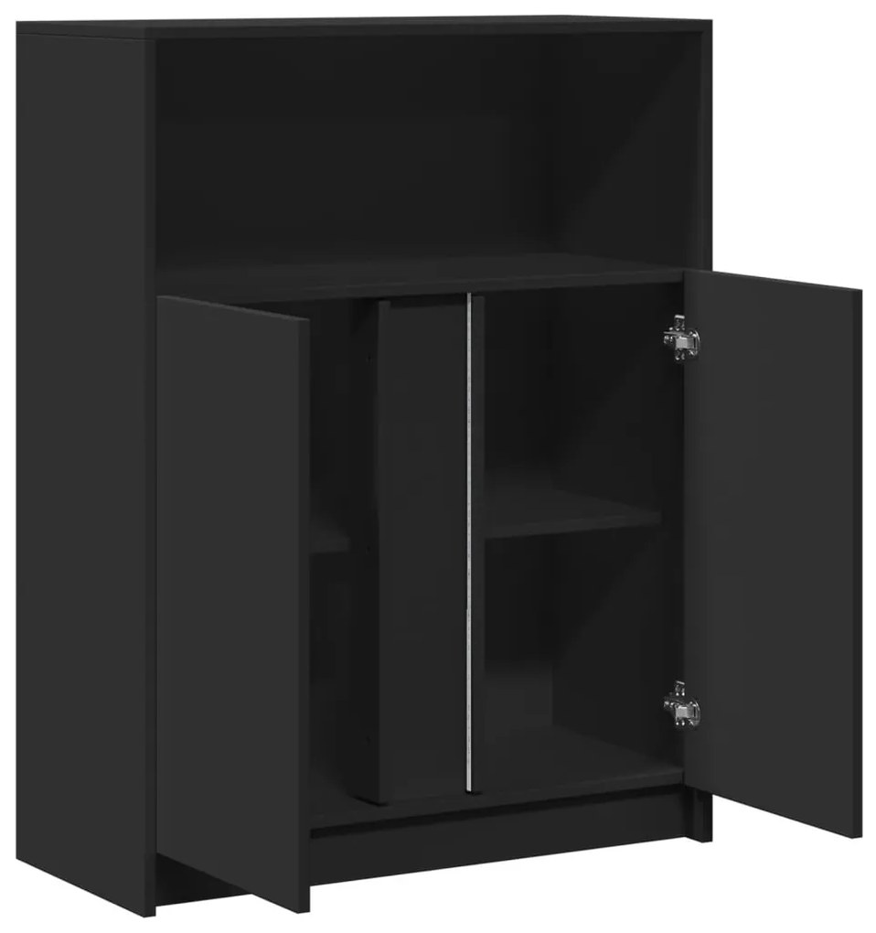 fekete szerelt fa tálalószekrény LED-del 77 x 34 x 100 cm