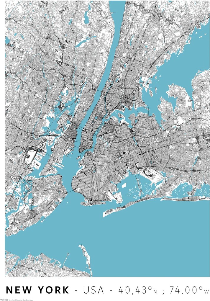 New York várostérkép poszter A3 29,7x42 cm