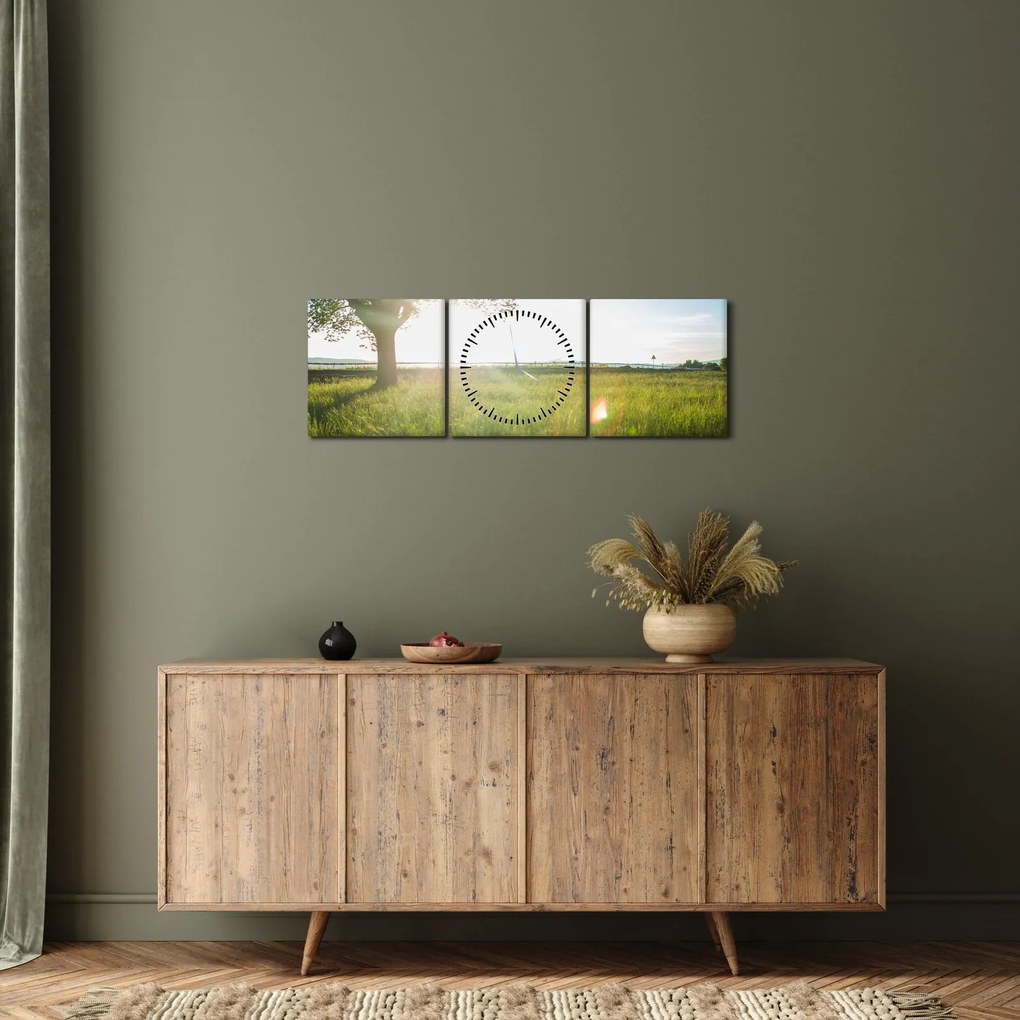 Nyári rét képe (órával) (90x30 cm)