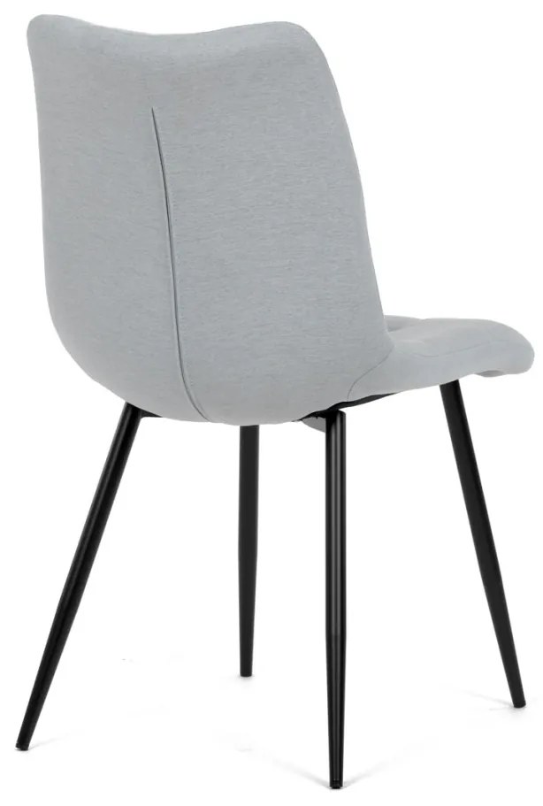 Scaun de sufragerie, material gri argintiu, picioare metalice negre