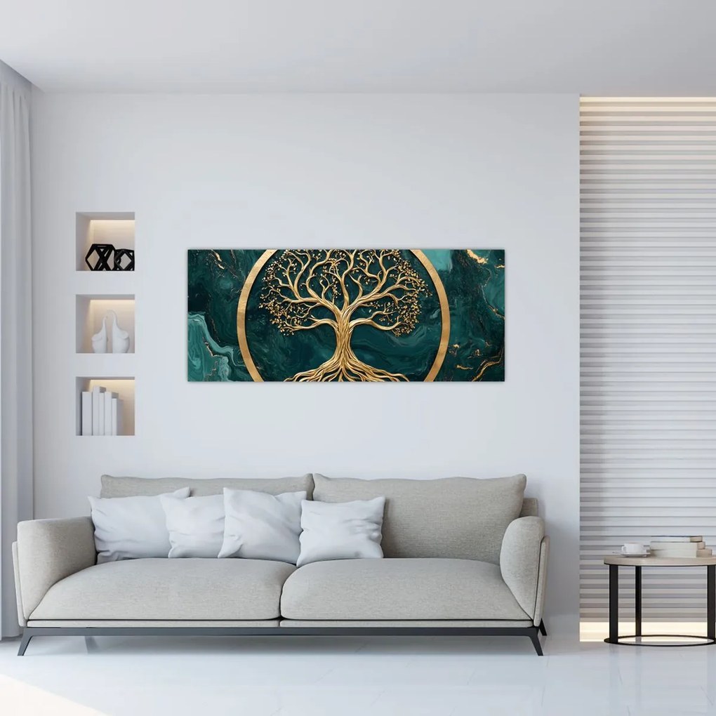 Kép – Márványban lévő arany életfa (120x50 cm)