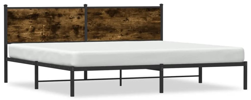 füstös tölgy színű fém ágykeret matrac nélkül 200 x 200 cm