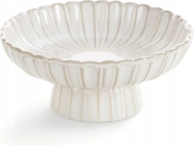 Dekorációs tál 16X16X7 krémszínű, koptatott bézs mintával