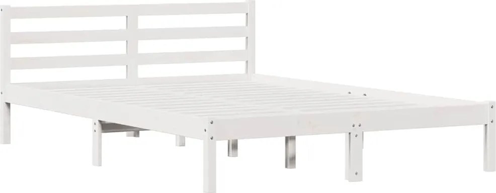 vidaXL Ágykeret Fehér 215,5 x 145,5 x 69,5 cm Tömör fenyőfa