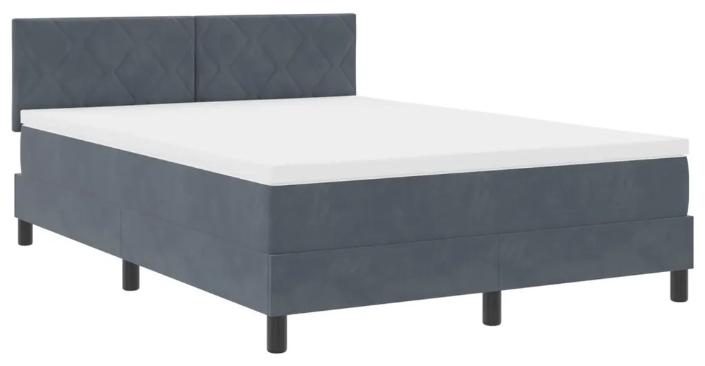 Boxspring Ágy Matresszel és LED világítással Sötétszürke 140x200 cm Bársonyos