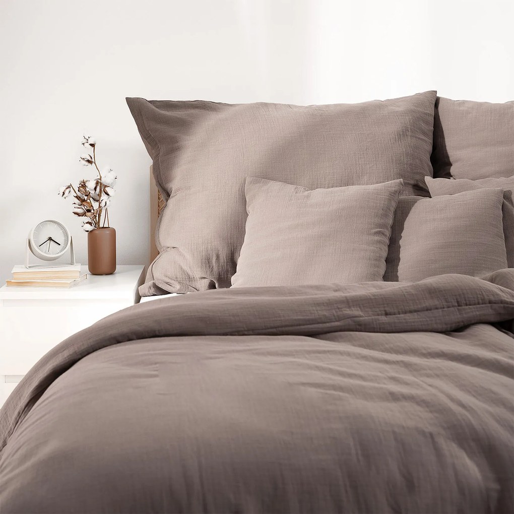 Goldea muszlin ágyneműhuzat – kávébarna 140 x 200 és 70 x 90 cm