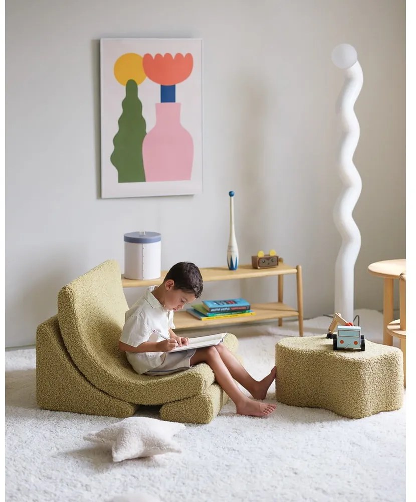 Zöld buklé gyerek puff Cloud – Wigiwama