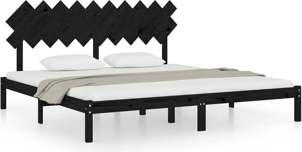 vidaXL fekete tömör fa ágykeret 200 x 200 cm