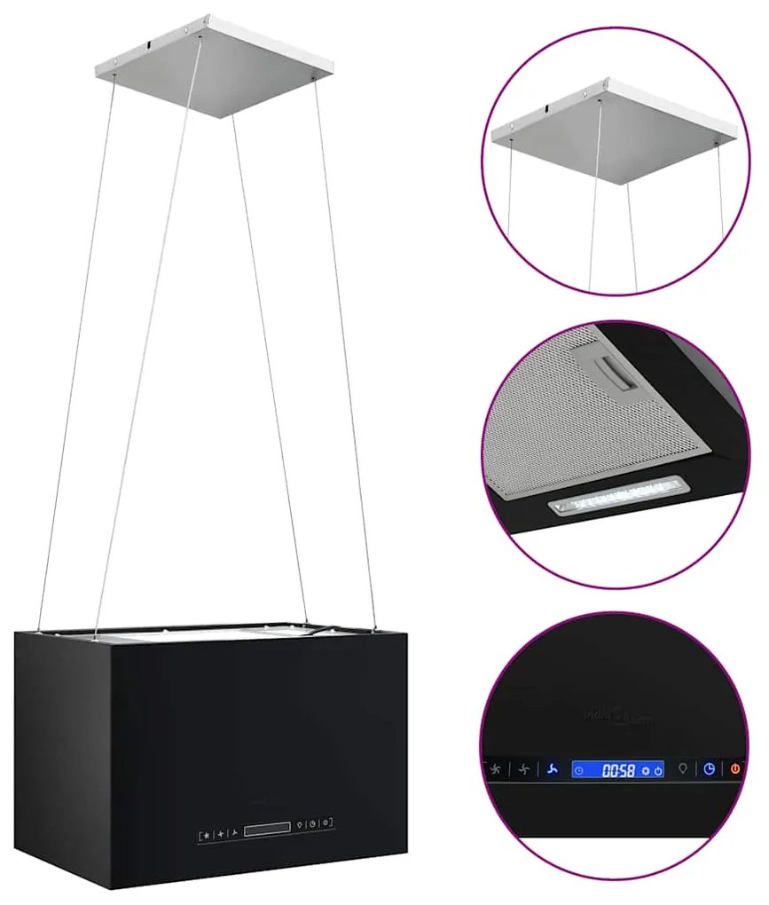 vidaXL porszórt acél LCD érintőképernyős sziget páraelszívó 55 cm