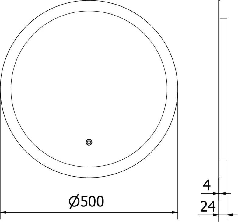Mexen Oro világító fürdőszobai tükör, kerek 50 cm, LED 6000K, páramentes - 9824-050-050-611-00