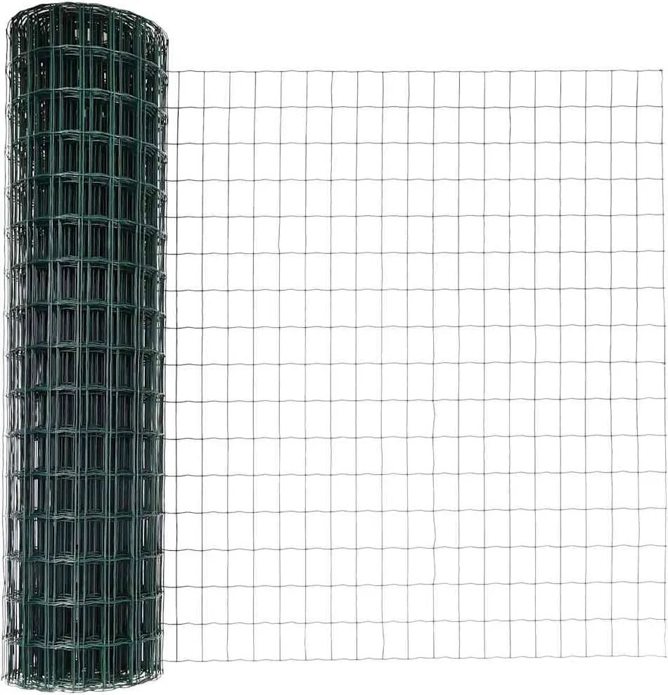 vidaXL Kerítés oszlopokkal Zöld 1 x 10 m Acél és PVC