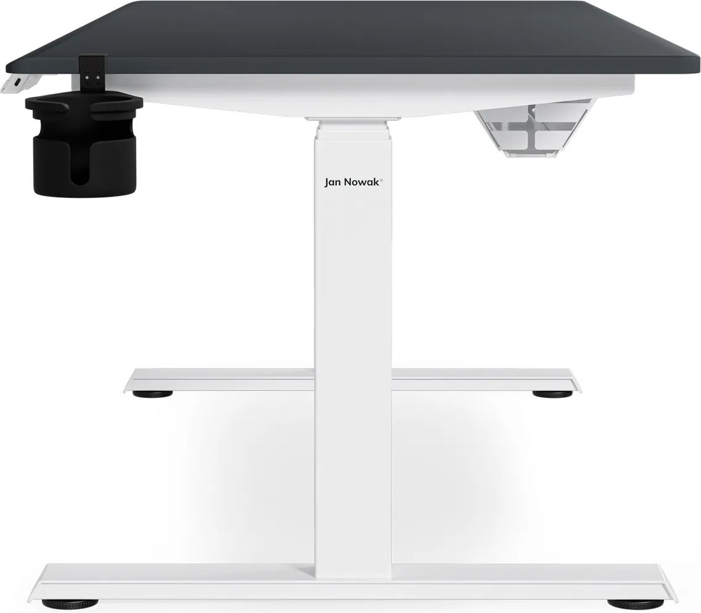 Elektromos, állítható magasságú, ergonomikus, fehér-antracit íróasztal,1400x700 mm: ARIA