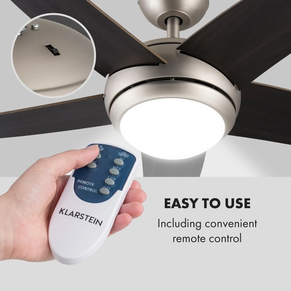 Bolero, 55W, mennyezeti ventilátor lámpával, 134cm, diófa karok, távirányító