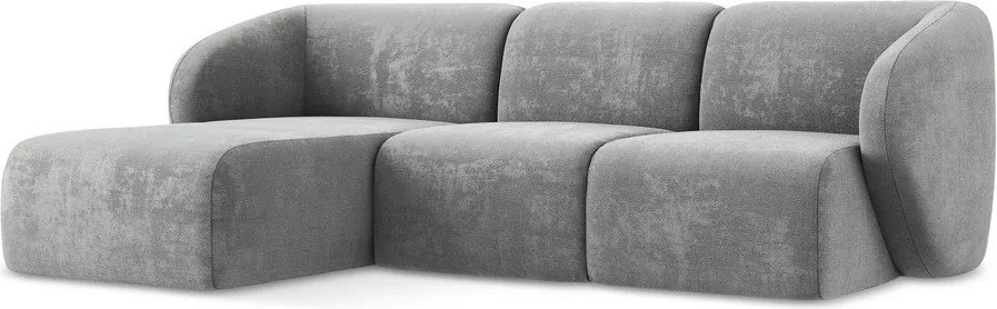 Szürke zsenília sarokkanapé (bal oldali-heverő résszel) Lani – Makamii