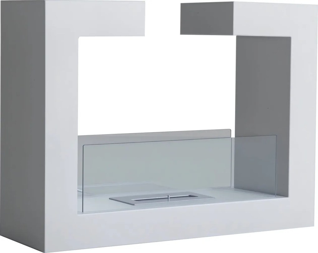 HOMCOM Asztali Bioetanol Kandalló 2000W Rozsdamentes Acélból, Szagtalan Üveggel 78 x 25 x 58 cm Fehér | Aosom