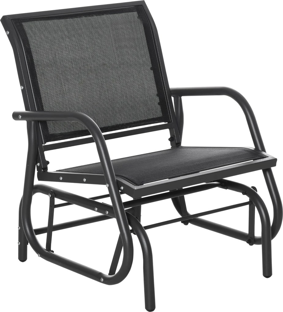 Outsunny Fém Hinta Szék Kerti Szék Kartámaszos és Hátlapos Hinta Szék, Maximum 120 kg Terhelhetőség, Kültéri Pihenő Szék Erkélyre, Kertbe és Teraszra,