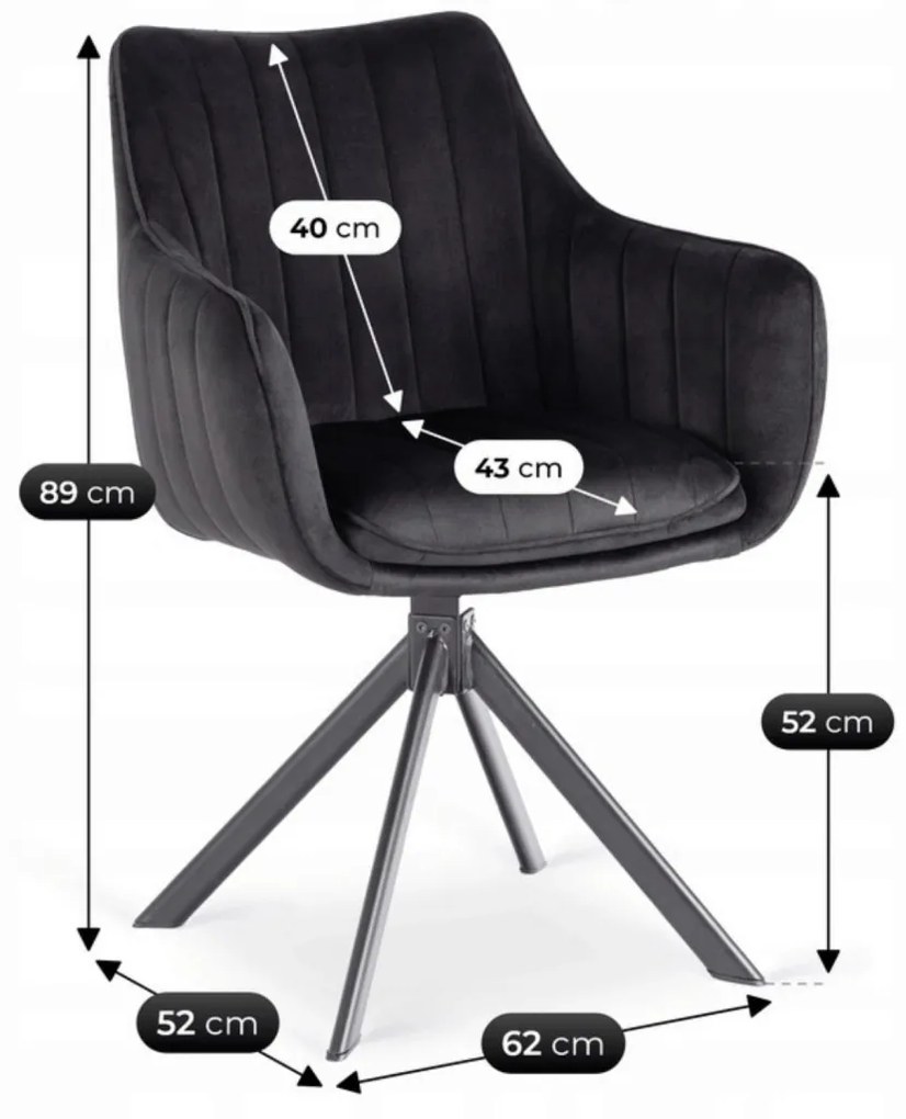 Forgó Étkezőszék Fekete Színben. MUMBAI