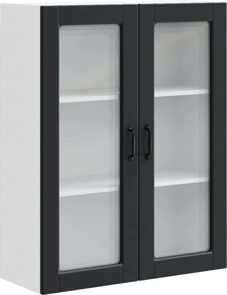 vidaXL Konyhaszekrény polcokkal Fekete 80 x 31 x 100 cm Faanyag