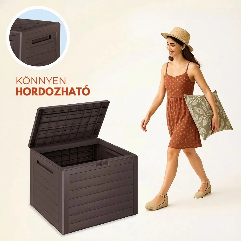 WOODEBOX tárolódoboz, 190L, 78x44x55cm, sötétbarna Prosperplast