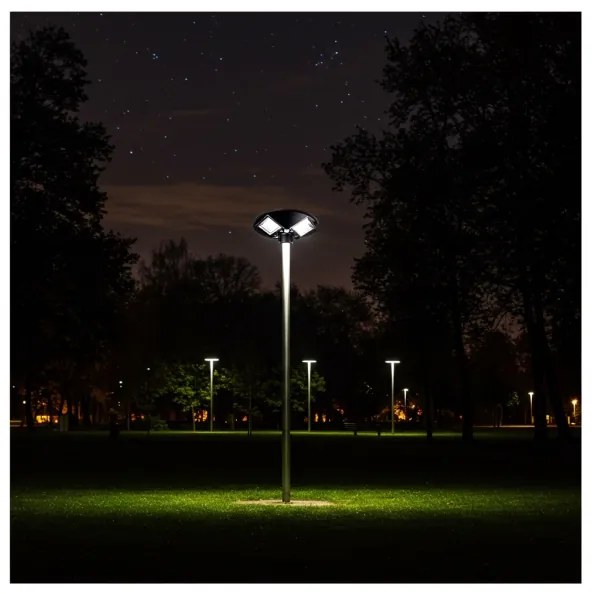 LED napelemes utcai lámpa érzékelővel, 15W/6V, 6500K, IP65, fekete + távirányító