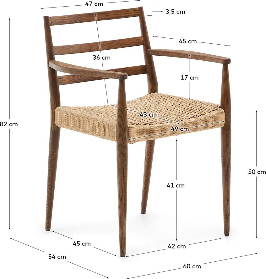 Barna-natúr színű tölgyfa étkezőszék szett 2 db-os Analy – Kave Home