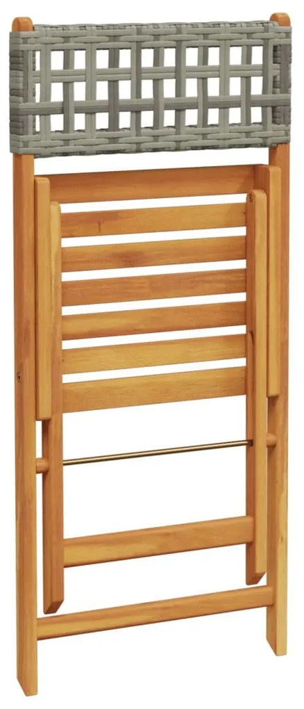vidaXL 3 részes szürke polyrattan és tömör fa bisztrószett