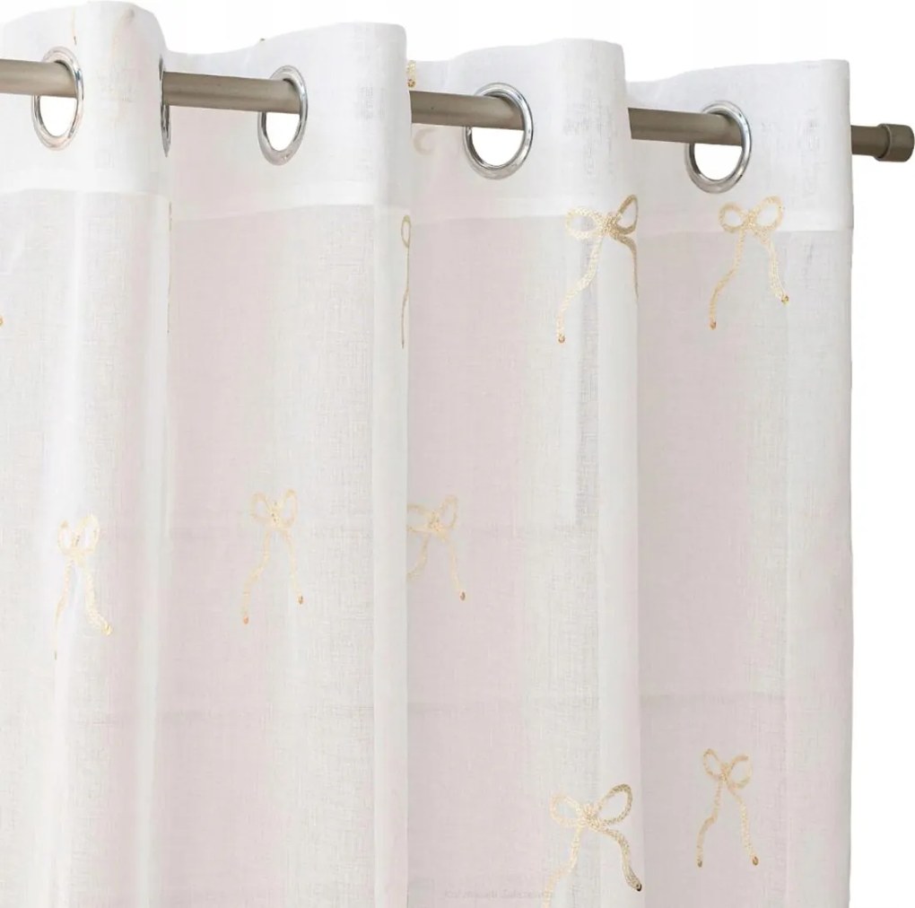 Függöny készre szerelve ólommal Masnival 140x250 arany masni