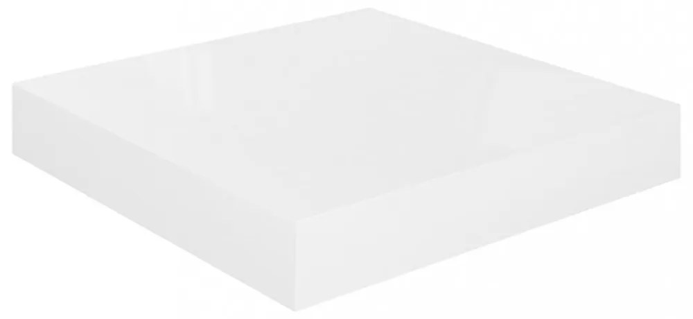 2 db magasfényű fehér MDF lebegő fali polc 23 x 23,5 x 3,8 cm