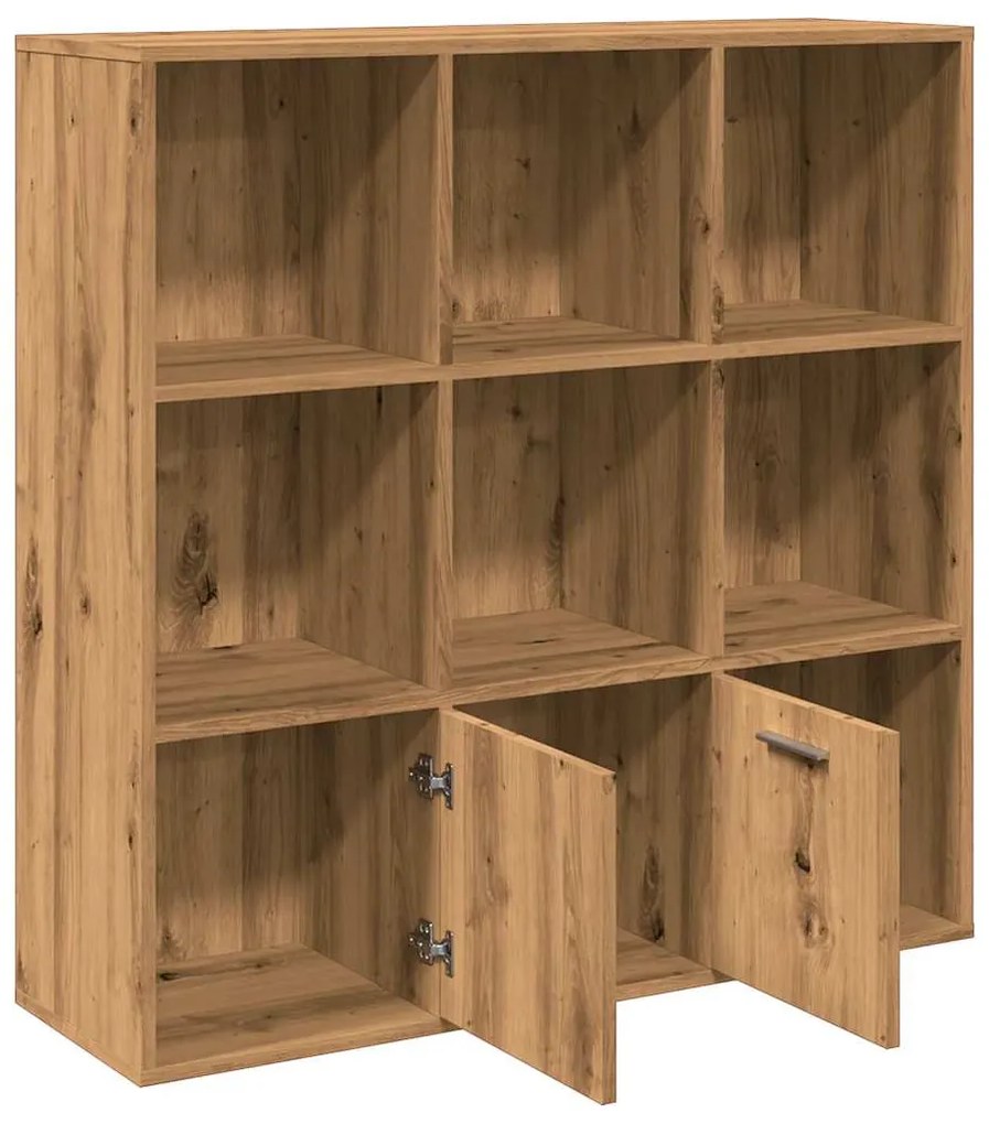 kézműves tölgy színű szerelt fa könyvszekrény 98x29x97,5 cm