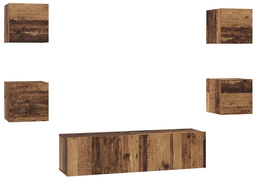 TV szekrény garnitúra 6 pcs Régi fa Közepes 120 x 30 x 30 cm
