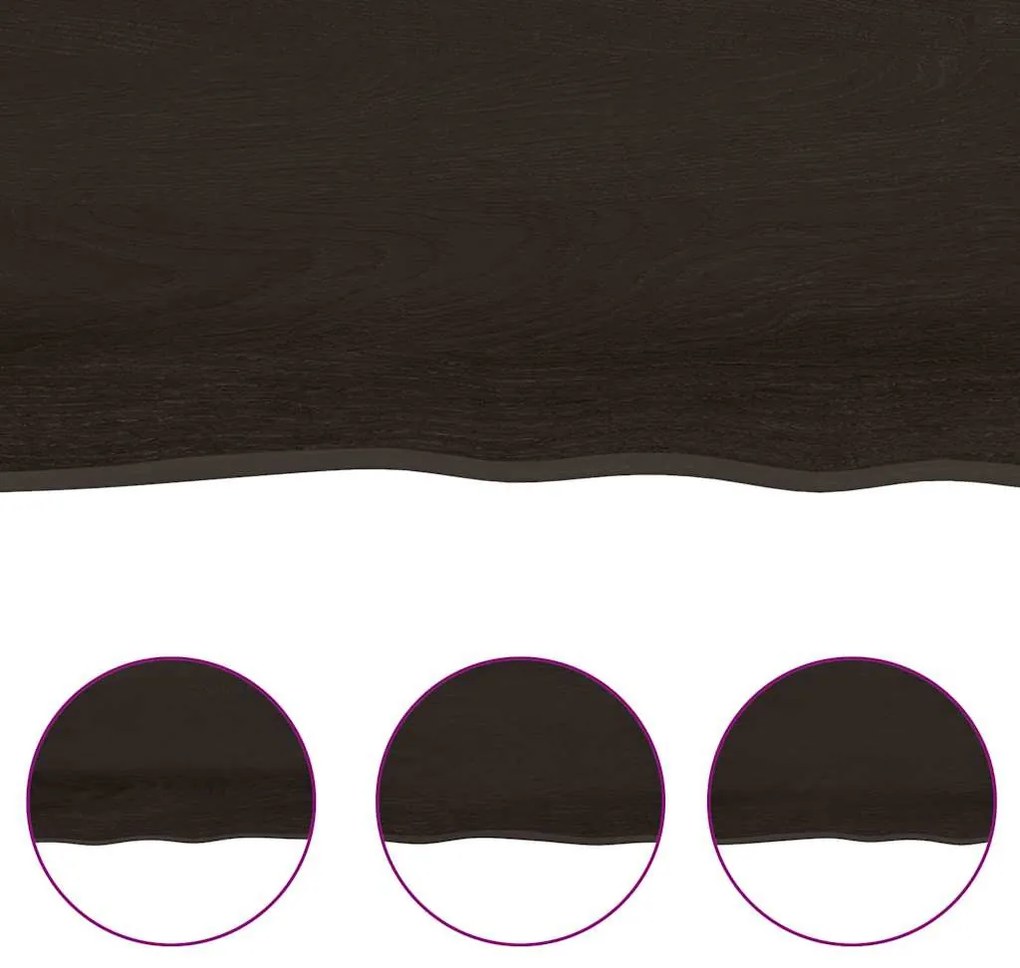 sötétbarna kezelt tömör fa fürdőszobai pult 200x60x(2-4) cm