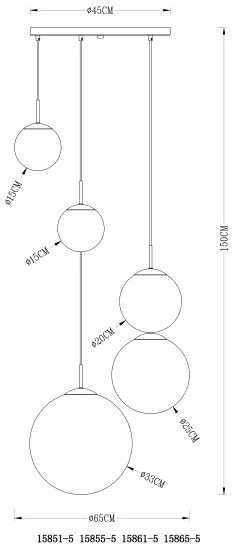 Globo 15855-5 - Csillár zsinóron VARUS 5xE27/40W/230V