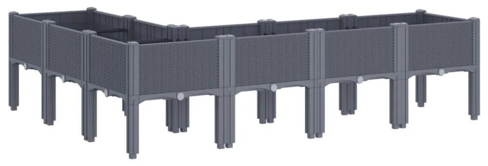 vidaXL kékszürke PP rácsos kerti ültetőláda 160 x 120 x 42 cm