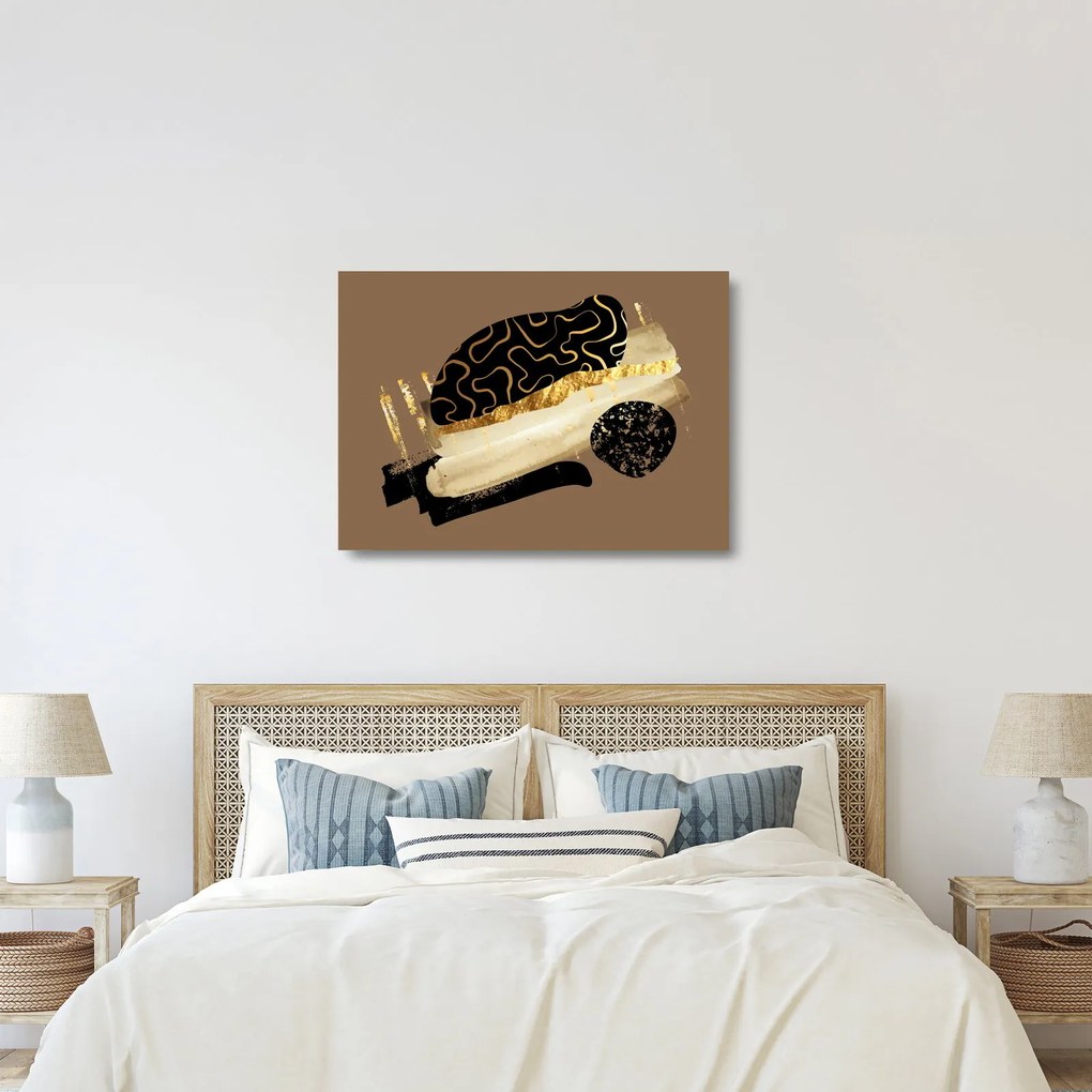 Üveg kép - Absztrakció aranybarna N⁰3 (70x50 cm)