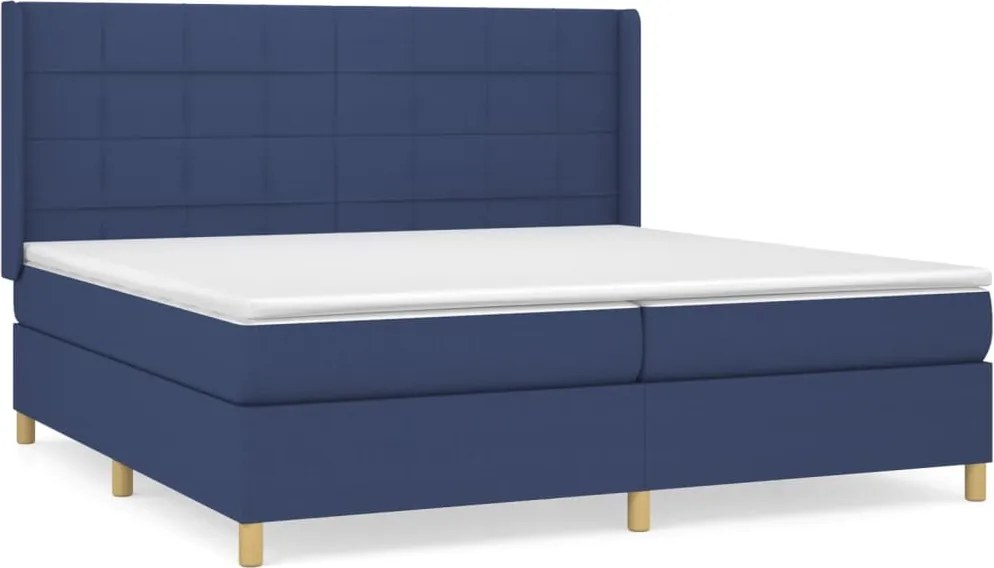 vidaXL kék szövet rugós ágy matraccal 200 x 200 cm