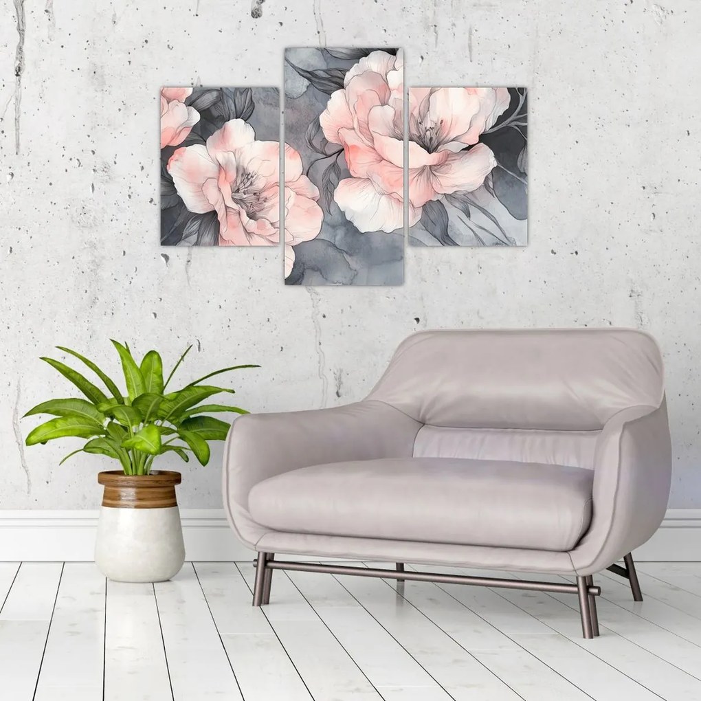 Kép - Virágok vázlata (90x60 cm)
