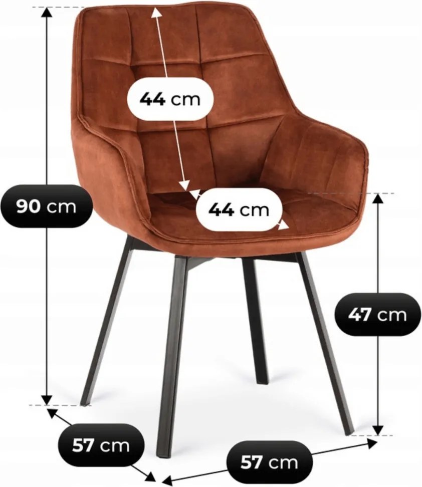 Forgószék rozsdabarna bársony kárpittal – LUNA