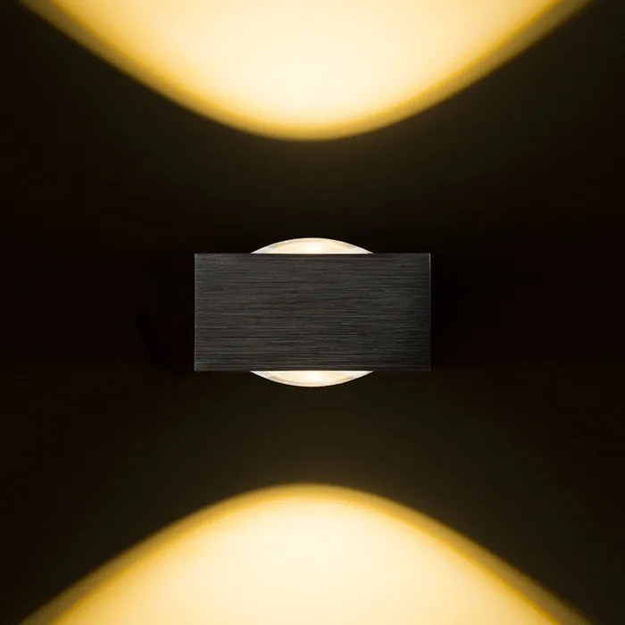 RENDL KORSO II fali lámpa fekete elox 230V LED 2x3W 120° IP54 3000K