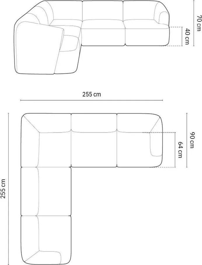 Világosszürke bársony sarokkanapé Campi – Cosmopolitan Design