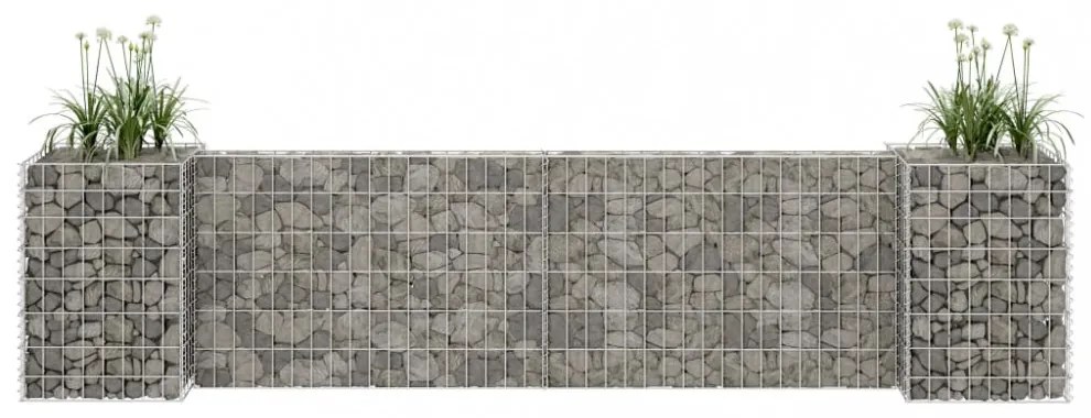 H alakú acéldrót virágtartó gabion 260 x 40 x 60 cm
