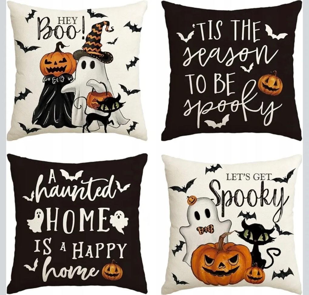 4 db Halloween párnahuzat 40x40cm