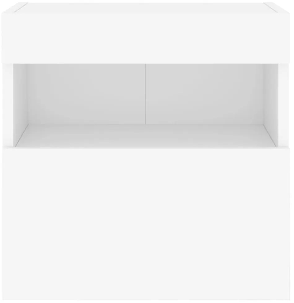 2 db fehér falra szerelhető TV-szekrény LED-ekkel 40x30x40 cm