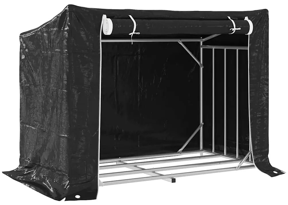 Tűzifa állvány esővédővel 151x80,5x110,5 cm horganyzott acél