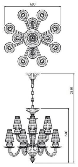 Redo IID C12 51 - Csillár láncon IDILLIO 12xG9/48W/230V