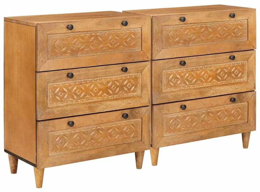 Széf 2 pcs Barna 60 x 33 x 75 cm tömör mangófa