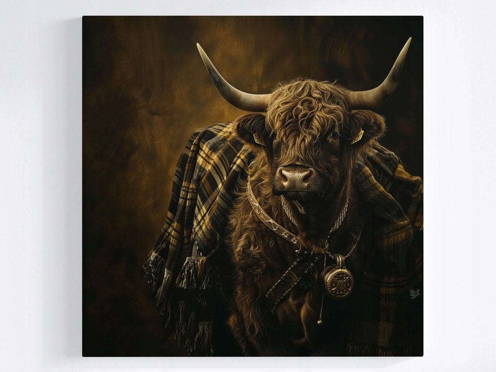 Poszter Skót Tehén Highland Skócia Takaró Kockás 80x80